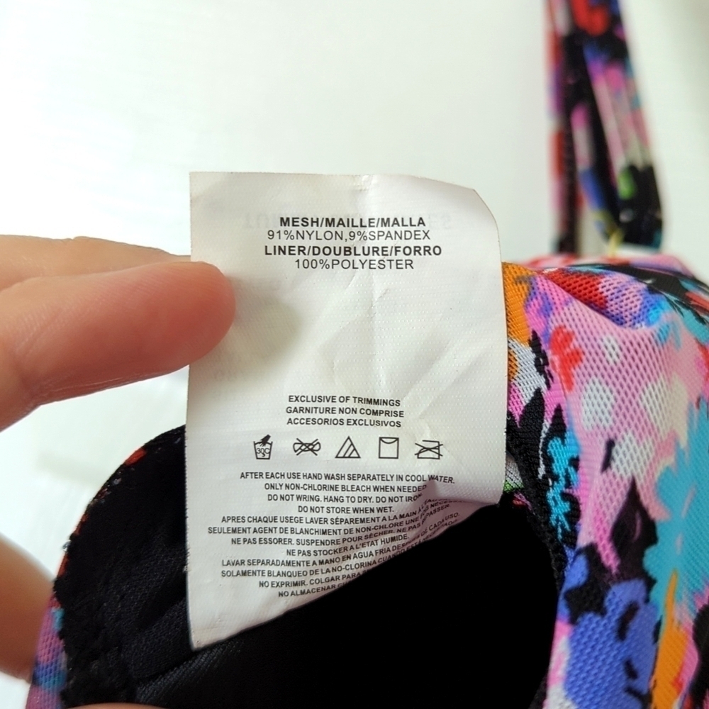 A Shore Fit Colorful Floral Mesh Sweetheart Neckline Padded Tankini Swim Top 12 - Picture 6 of 12